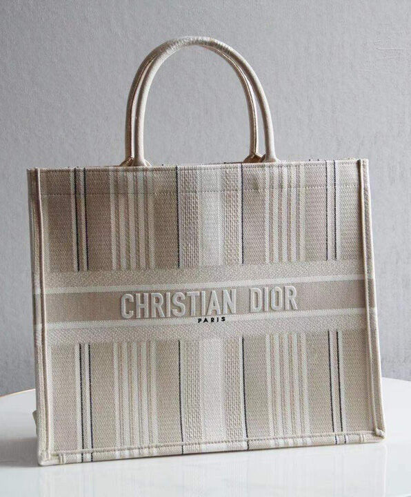 Christian Dior Book Tote Velvet Mizza Embroidery Canvas Apricot